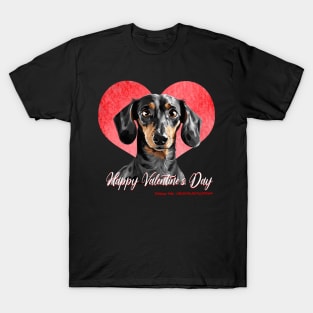 Happy Valentine’s Day Black Tan Dachshund Heart T-Shirt